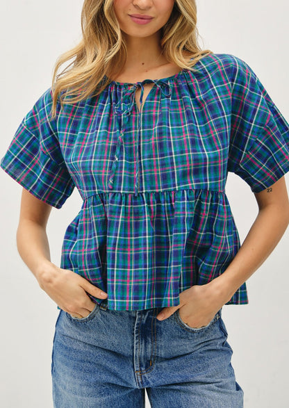 Gwen Cotton Plaid Blouse