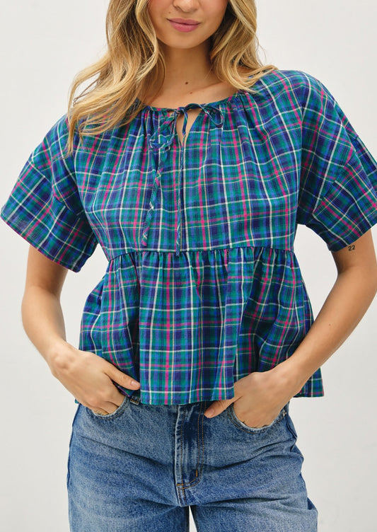Gwen Cotton Plaid Blouse