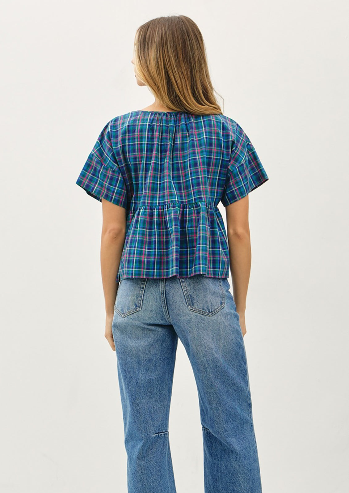 Gwen Cotton Plaid Blouse